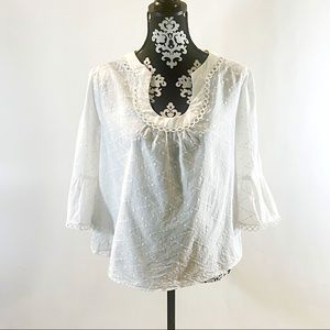 Laundry by Shelli Segal White Bell Sleeve Blouse